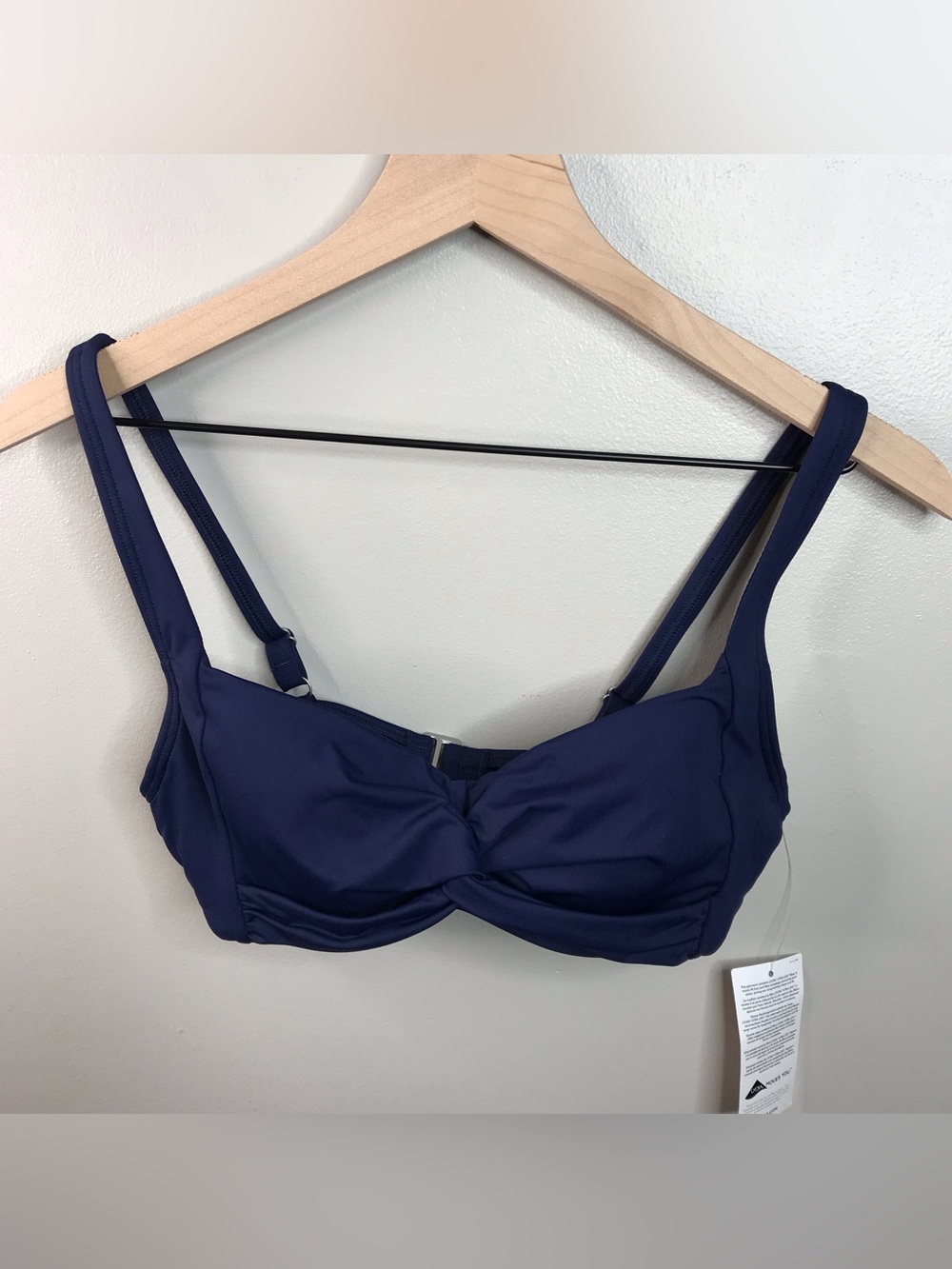 Lands’ End Navy Twist Front Bikini Top